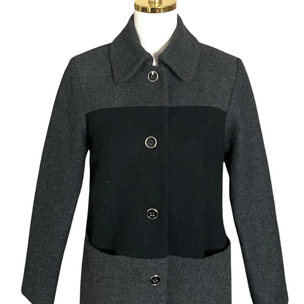 ANTHROPOLOGIE HUTCH Women’s Color-blocked Mid-Length 100% Wool Overcoat Size XS - Picture 5 of 8